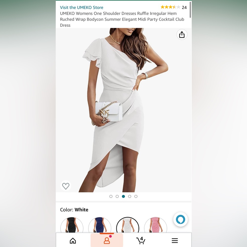 White Ruffled One Shoulder Midi - Picture 3 of 3